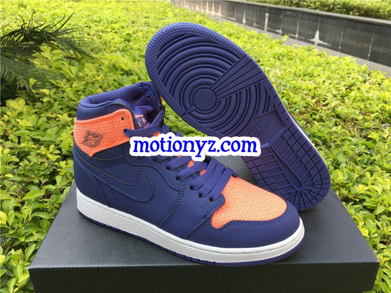 Authentic Air Jordan 1 High Retro GS Orange Blue